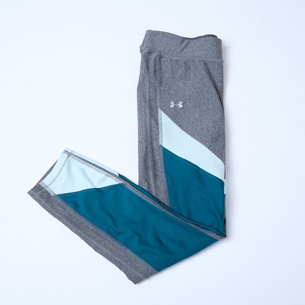 Under Armour Heatgear Compression Leggings Gray Turquoise Sea Green Medium - Picture 1 of 10